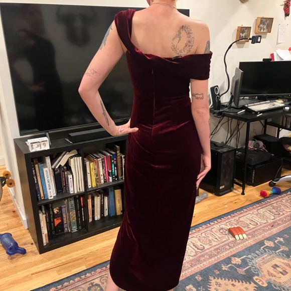 BHLDN Wine Red Velvet Dress Size 2 - Picture 3 of 6